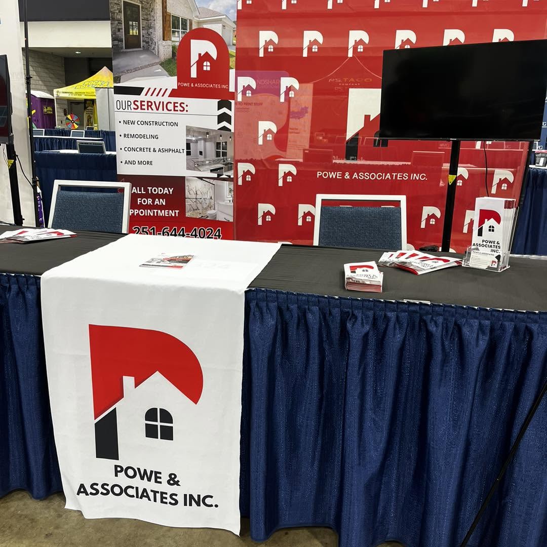 Branded retractable banner at a business trade show booth